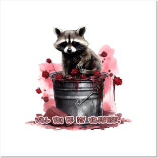 Raccoon Will you be my Valentine? Posters and Art